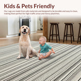 Ultra Soft Area Rug, Non Slip, Stain Resistant, Washable Area Rugs for Living Room, Bedroom, Striped Cotton Braided Area Rug Black White Reversible Kitchen Mat(Black)