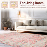 Ultra Soft Area Rug, Non Slip, Stain Resistant, Washable Area Rugs for Living Room, Bedroom, Artistic Abstract Floral Fusion(Pink)