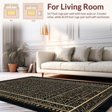 Ultra Soft Area Rug, Non Slip, Stain Resistant, Washable Area Rugs for Living Room, Bedroom, Sleek Black and White Pattern(Black)