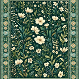 Ultra Soft Area Rug, Non Slip, Stain Resistant, Washable Area Rugs for Living Room, Bedroom, Contemporary Dark Floral Elegance(Green)