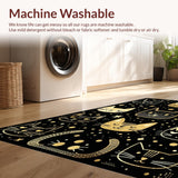 Ultra Soft Area Rug, Non Slip, Stain Resistant, Washable Area Rugs for Living Room, Bedroom, Contemporary Playful Cat Embellishment(Black)