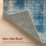 Ultra Soft Area Rug, Non Slip, Stain Resistant, Washable Area Rugs for Living Room, Bedroom, Elegant Ombre Throw Rug with Distressed Artistic Blue and Beige Design(Blue)