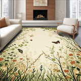 Ultra Soft Area Rug, Non Slip, Stain Resistant, Washable Area Rugs for Living Room, Bedroom, Chic Abstract Insect Imagery(Beige)