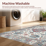 Ultra Soft Area Rug, Non Slip, Stain Resistant, Washable Area Rugs for Living Room, Bedroom, Minimalist Floral Silver Palette(White)