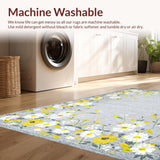 Ultra Soft Area Rug, Non Slip, Stain Resistant, Washable Area Rugs for Living Room, Bedroom, Whimsical Light Gray Petals(Gray)