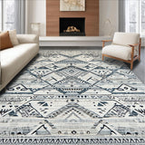 Ultra Soft Area Rug, Non Slip, Stain Resistant, Washable Area Rugs for Living Room, Bedroom, Artful Trellis Earth Tone Vibes(Gray)