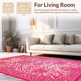 Ultra Soft Area Rug, Non Slip, Stain Resistant, Washable Area Rugs for Living Room, Bedroom, Rustic Tiger Head Artwork(Pink)