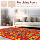 Ultra Soft Area Rug, Non Slip, Stain Resistant, Washable Area Rugs for Living Room, Bedroom, Vibrant Animal Illustration Design(Red)