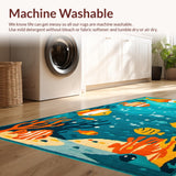Ultra Soft Area Rug, Non Slip, Stain Resistant, Washable Area Rugs for Living Room, Bedroom, Playful Oceanic Animal Design(Blue)
