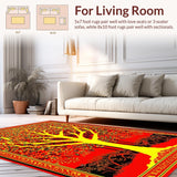 Ultra Soft Area Rug, Non Slip, Stain Resistant, Washable Area Rugs for Living Room, Bedroom, Striking Eclectic Nature Theme(Red)