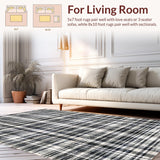 Ultra Soft Area Rug, Non Slip, Stain Resistant, Washable Area Rugs for Living Room, Bedroom, Striking Black and White Geometric Pattern Runner Rug for Stylish Spaces(Black)