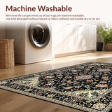 Ultra Soft Area Rug, Non Slip, Stain Resistant, Washable Area Rugs for Living Room, Bedroom, Sophisticated Floral Paisley Aesthetic(Black)