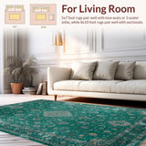 Ultra Soft Area Rug, Non Slip, Stain Resistant, Washable Area Rugs for Living Room, Bedroom, Distressed Elegant Heritage Style(Blue)