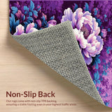 Ultra Soft Area Rug, Non Slip, Stain Resistant, Washable Area Rugs for Living Room, Bedroom, Chic Contemporary Floral Touch(Purple)