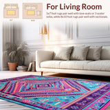 Ultra Soft Area Rug, Non Slip, Stain Resistant, Washable Area Rugs for Living Room, Bedroom, Whimsical Purple Pink Abstract Style(Blue)