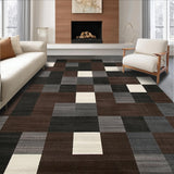 Ultra Soft Area Rug, Non Slip, Stain Resistant, Washable Area Rugs for Living Room, Bedroom, Creative Modern Patchwork Flair(Brown)