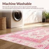 Ultra Soft Area Rug, Non Slip, Stain Resistant, Washable Area Rugs for Living Room, Bedroom, Whimsical Floral Coquette Pattern(White)