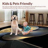 Ultra Soft Area Rug, Non Slip, Stain Resistant, Washable Area Rugs for Living Room, Bedroom, Vibrant Abstract Expressionist Flair(Gold)