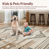 Ultra Soft Area Rug, Non Slip, Stain Resistant, Washable Area Rugs for Living Room, Bedroom, Artful Distressed Lattice Arrangement(Beige)