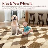 Ultra Soft Area Rug, Non Slip, Stain Resistant, Washable Area Rugs for Living Room, Bedroom, Rustic Earthy Tiled Aesthetic(Beige)