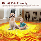 Ultra Soft Area Rug, Non Slip, Stain Resistant, Washable Area Rugs for Living Room, Bedroom, Playful Retro Sunshine Theme(Yellow)