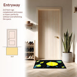 Ultra Soft Area Rug, Non Slip, Stain Resistant, Washable Area Rugs for Living Room, Bedroom, Whimsical Galactic Exploration Theme(Yellow)