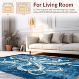 Ultra Soft Area Rug, Non Slip, Stain Resistant, Washable Area Rugs for Living Room, Bedroom, Octopus Rug - Blue and White Octopus Pattern(Blue)