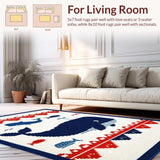 Ultra Soft Area Rug, Non Slip, Stain Resistant, Washable Area Rugs for Living Room, Bedroom, Colorful Coastal Themed Runner(White)