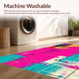 Ultra Soft Area Rug, Non Slip, Stain Resistant, Washable Area Rugs for Living Room, Bedroom, Eclectic Geometric Color Pop(Pink)