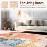 Ultra Soft Area Rug, Non Slip, Stain Resistant, Washable Area Rugs for Living Room, Bedroom, Washable Vintage Soft Floor Carpet with Abstract Geometric Art(Red)