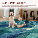 Ultra Soft Area Rug, Non Slip, Stain Resistant, Washable Area Rugs for Living Room, Bedroom, Fouiunler Ocean Trap Runner Rug Nautical Sea Life Artwork with Non-Slip Design(Blue)
