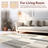 Ultra Soft Area Rug, Non Slip, Stain Resistant, Washable Area Rugs for Living Room, Bedroom, Farmhouse Chic Floor with Abstract Design(Gray)