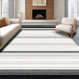 Ultra Soft Area Rug, Non Slip, Stain Resistant, Washable Area Rugs for Living Room, Bedroom, Monochrome Linear Weave Rug With Bold Stripes And Contrasting Bands Design(Black)