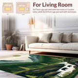Ultra Soft Area Rug, Non Slip, Stain Resistant, Washable Area Rugs for Living Room, Bedroom, Vintage Lodge Aesthetic Patterns(Green)