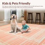 Ultra Soft Area Rug, Non Slip, Stain Resistant, Washable Area Rugs for Living Room, Bedroom, Minimalist Peach Trellis Accent Style(Orange)