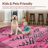 Ultra Soft Area Rug, Non Slip, Stain Resistant, Washable Area Rugs for Living Room, Bedroom, Chic Modern Abstract Aesthetic(Pink)