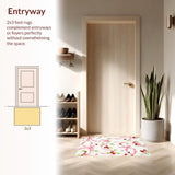 Ultra Soft Area Rug, Non Slip, Stain Resistant, Washable Area Rugs for Living Room, Bedroom, Girly Cherry Ribbon Bowknot Delight Carpet(White)