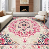 Ultra Soft Area Rug, Non Slip, Stain Resistant, Washable Area Rugs for Living Room, Bedroom, Elegant Soft Pastel Blossoms(Beige)
