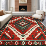 Ultra Soft Area Rug, Non Slip, Stain Resistant, Washable Area Rugs for Living Room, Bedroom, Farmhouse Vintage Christmas Living Room Washable Carpet(Red)