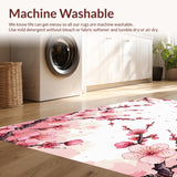 Ultra Soft Area Rug, Non Slip, Stain Resistant, Washable Area Rugs for Living Room, Bedroom, Rustic Springtime Floral Charm(Pink)