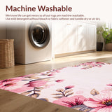 Ultra Soft Area Rug, Non Slip, Stain Resistant, Washable Area Rugs for Living Room, Bedroom, Stylish Bright Floral Medley(Beige)
