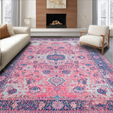 Ultra Soft Area Rug, Non Slip, Stain Resistant, Washable Area Rugs for Living Room, Bedroom, Sleek Contemporary Diamond Arrangement(Pink)