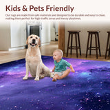 Ultra Soft Area Rug, Non Slip, Stain Resistant, Washable Area Rugs for Living Room, Bedroom, Futuristic Astral Color Palette(Purple)