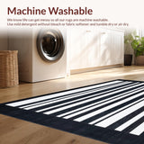 Ultra Soft Area Rug, Non Slip, Stain Resistant, Washable Area Rugs for Living Room, Bedroom, Striped Harmony Rug with Modern Linear Accent Pattern Design(Black)