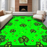 Ultra Soft Area Rug, Non Slip, Stain Resistant, Washable Area Rugs for Living Room, Bedroom, Rustic Low-Profile Clover Design(Green)