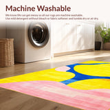 Ultra Soft Area Rug, Non Slip, Stain Resistant, Washable Area Rugs for Living Room, Bedroom, Chic Abstract Wave Motif(Yellow)