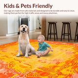 Ultra Soft Area Rug, Non Slip, Stain Resistant, Washable Area Rugs for Living Room, Bedroom, Lively Soft Plush Patterned Delight(Orange)