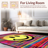Ultra Soft Area Rug, Non Slip, Stain Resistant, Washable Area Rugs for Living Room, Bedroom, Groovy Contemporary Linear Design(Yellow)