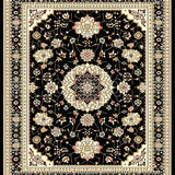 Ultra Soft Area Rug, Non Slip, Stain Resistant, Washable Area Rugs for Living Room, Bedroom, Chic Black Beige Floral Harmony(Black)