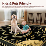 Ultra Soft Area Rug, Non Slip, Stain Resistant, Washable Area Rugs for Living Room, Bedroom, Gothic Animal Motif Elegance(Black)